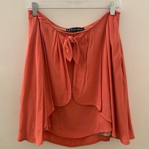 Tie-Front Peach Mini Skirt